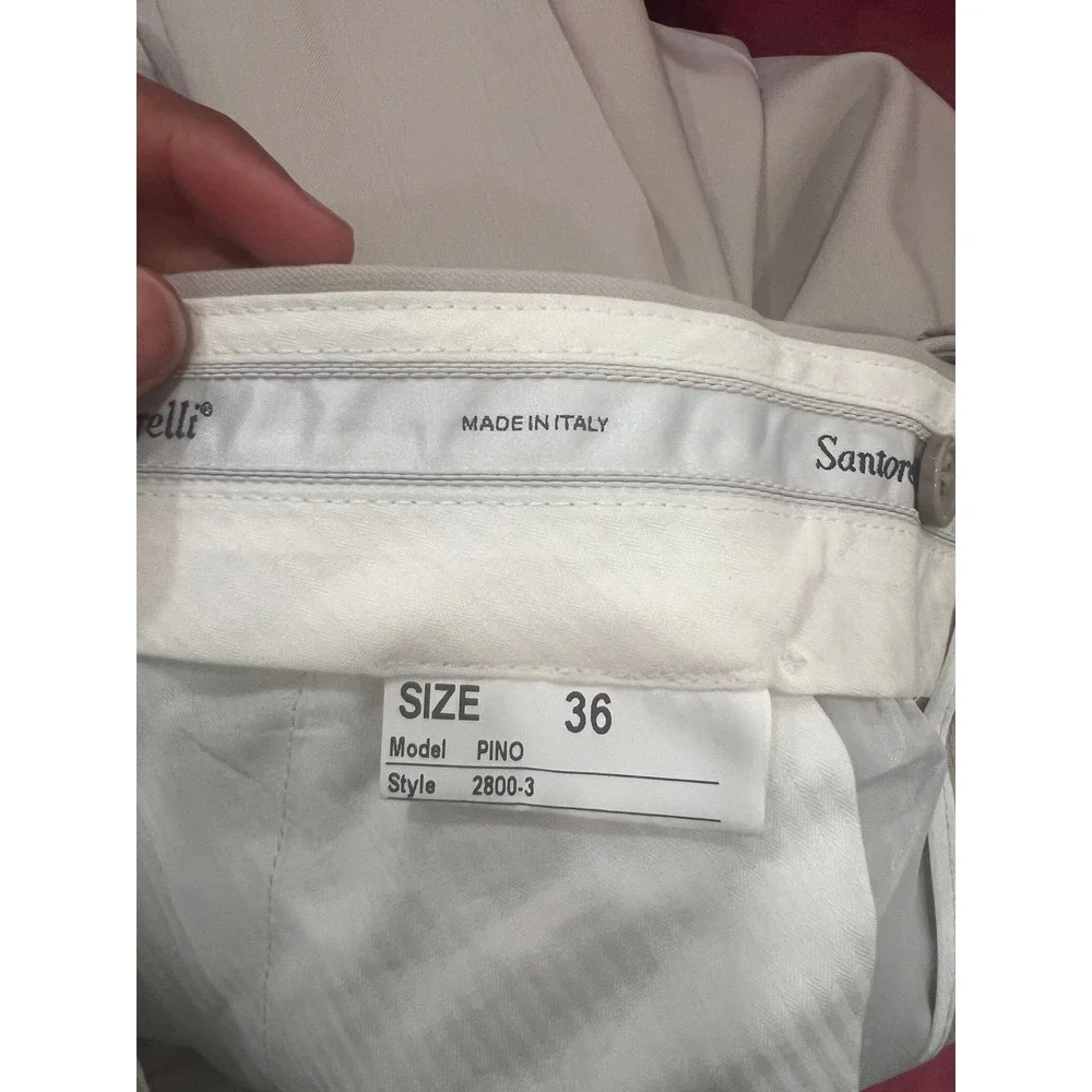 Santorelli Dress Pants Men's Pino Trousers Beige Wool Luxury Made In Italy SZ 36